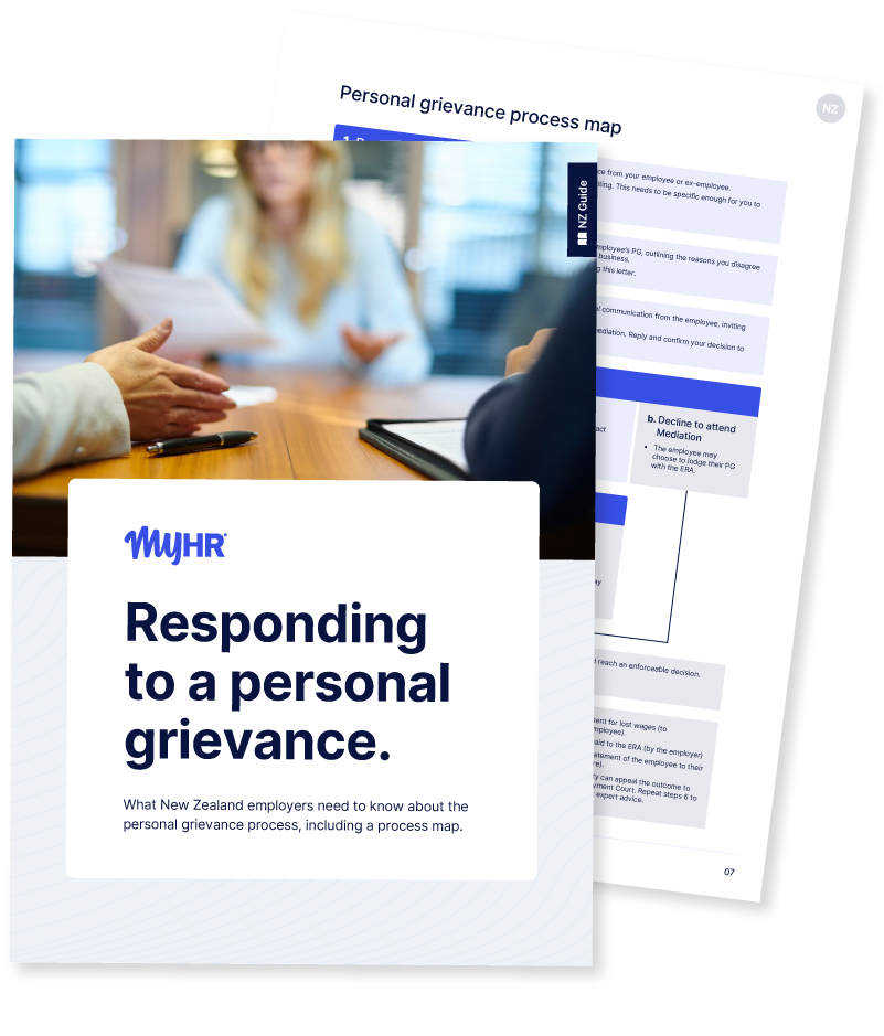 25-334 - MyHR - Responding to a personal grievance (NZ)Landing Page Mockup